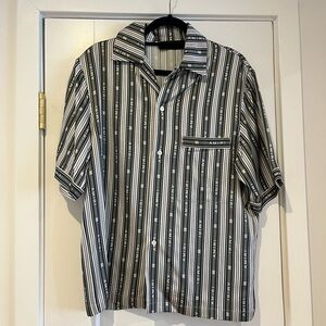 AMIRI SS24 Logo Black Striped Men's Button Down Shirt
